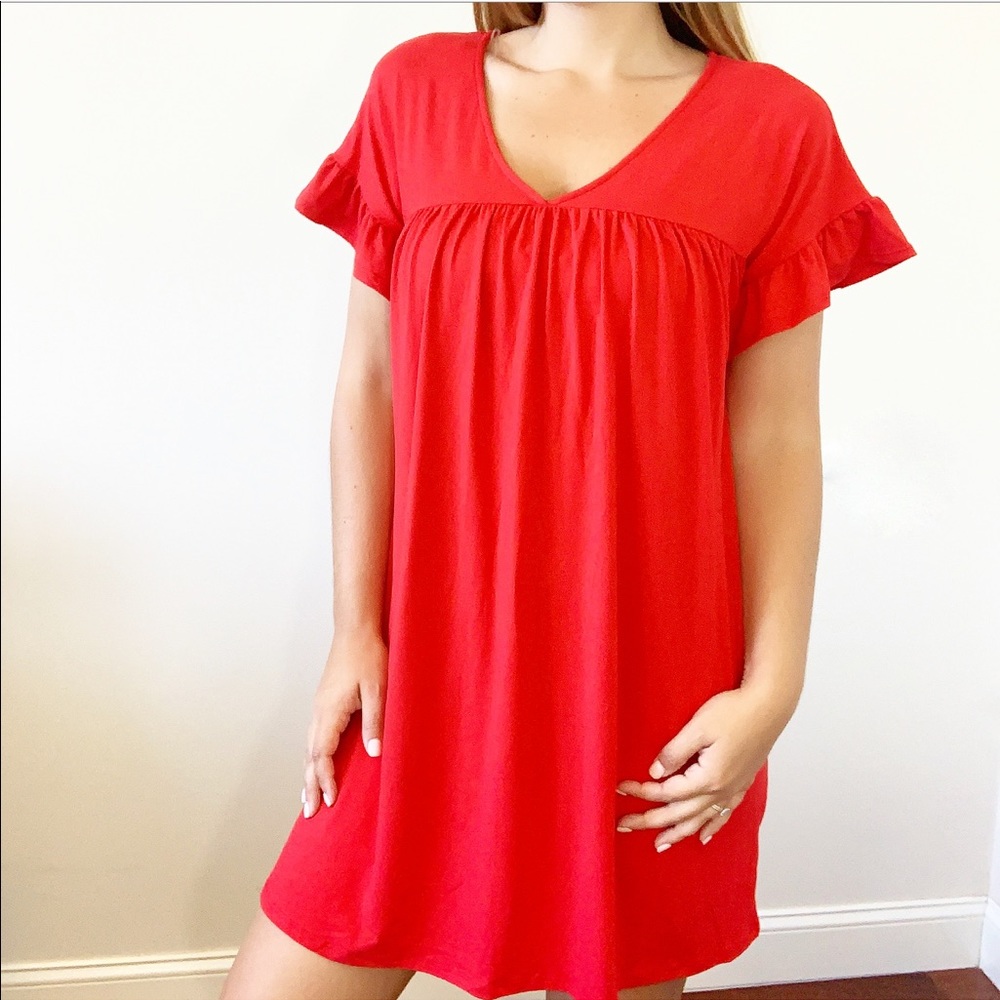 'Top Notch' Ruffle Sleeve V Neck Dress - Picture 2 of 8